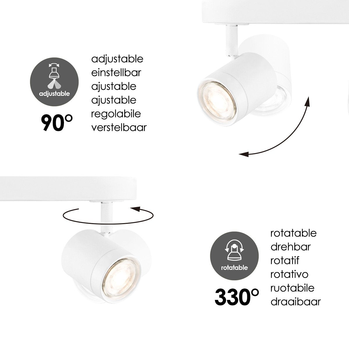 LED Surface-mounted spotlight Manu 3 - incl. dimmable LED lamp - white