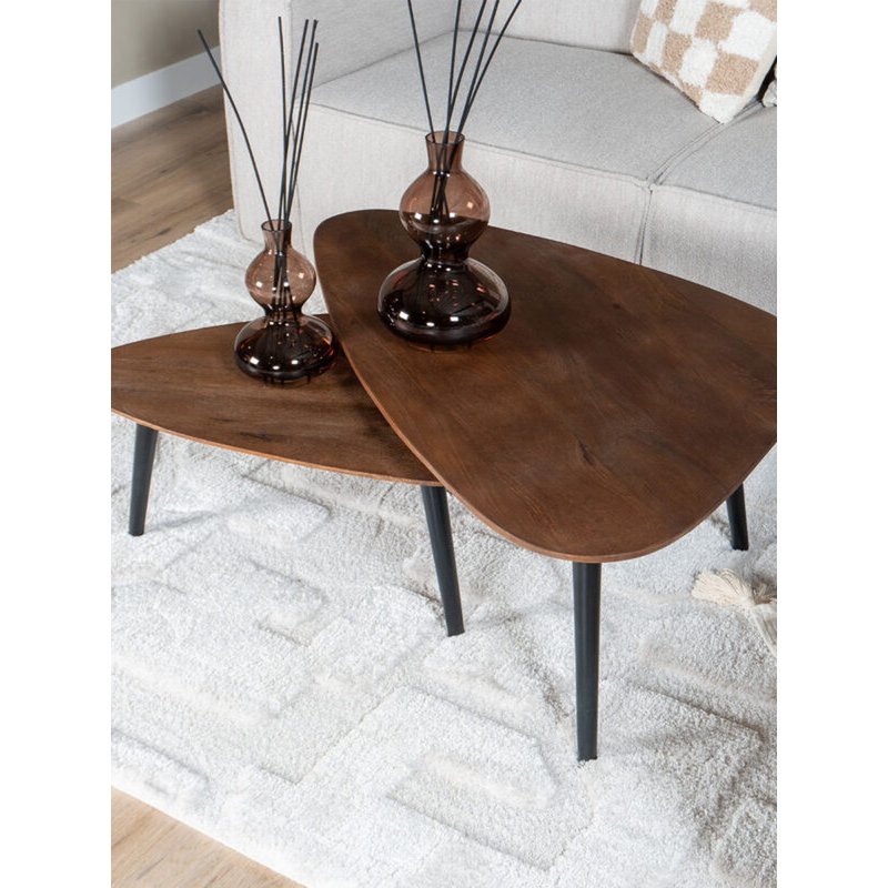 Salontafel Jamal – Espresso Mangohout – Set van 2|woon-meubel.nl
