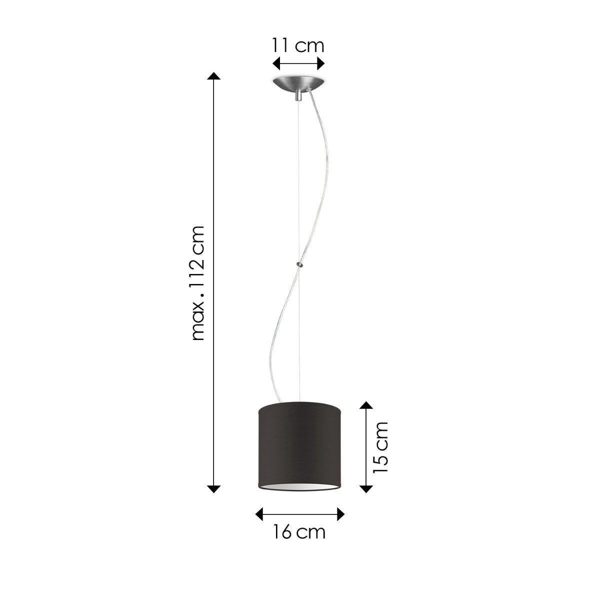 Deluxe pendant lamp with lampshade, E27, chocolate, 16cm