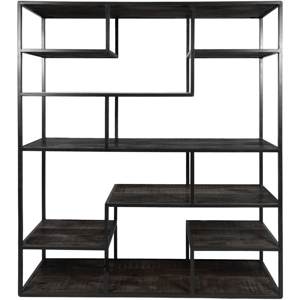 Vakkenkast Huub Zwart Mangohout Roomdivider |woon-meubel.nl