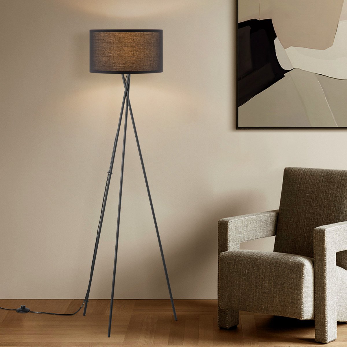 Modern Floor Lamp - Lampshade Black - 53x53x138