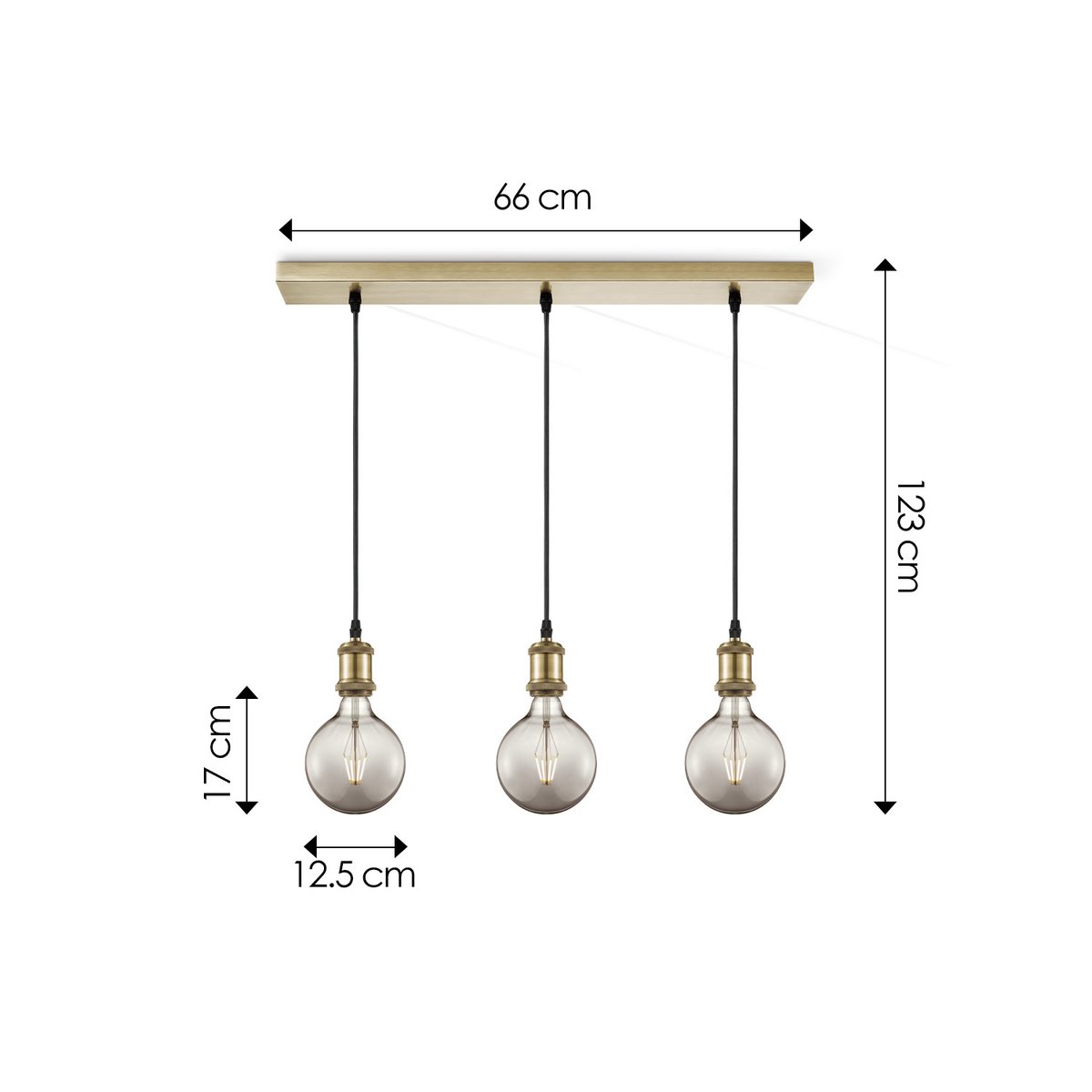 Vintage pendant lamp - 3 LED lamp G95 - dimmable E27 smoke