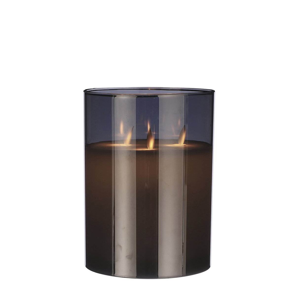 Bougie LED - H20 x Ø15 cm - Verre/Cire - Gris