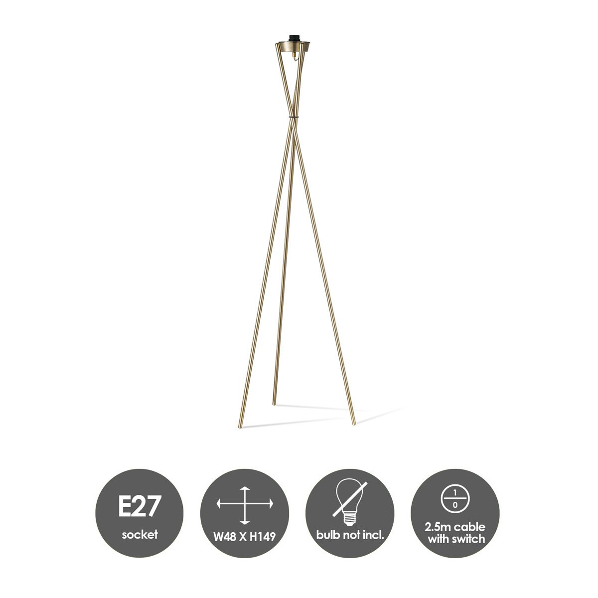 Pied de lampadaire Tripode 48/48/149cm - Laiton
