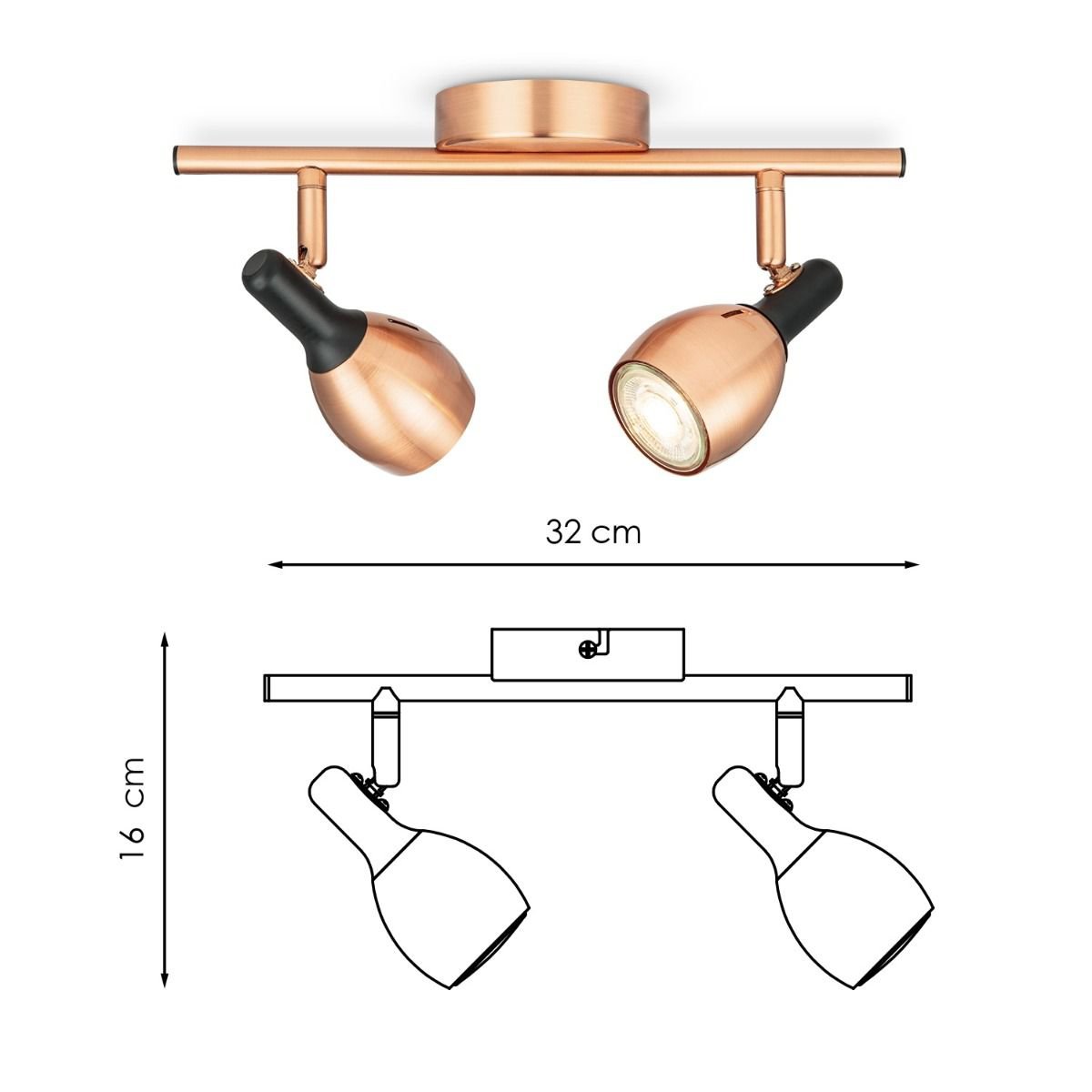 Home Sweet Home LED Surface-mounted spotlight Novi 2 - incl. dimmable LED lamp - Copper