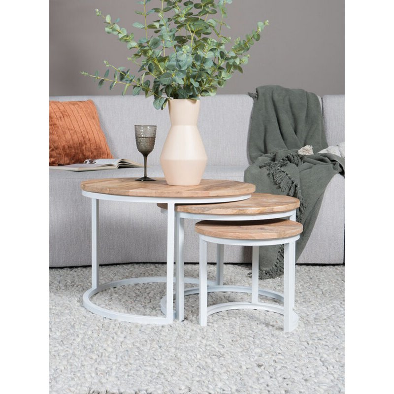 Coffee Table Set of 3 - Industrial Jan - White