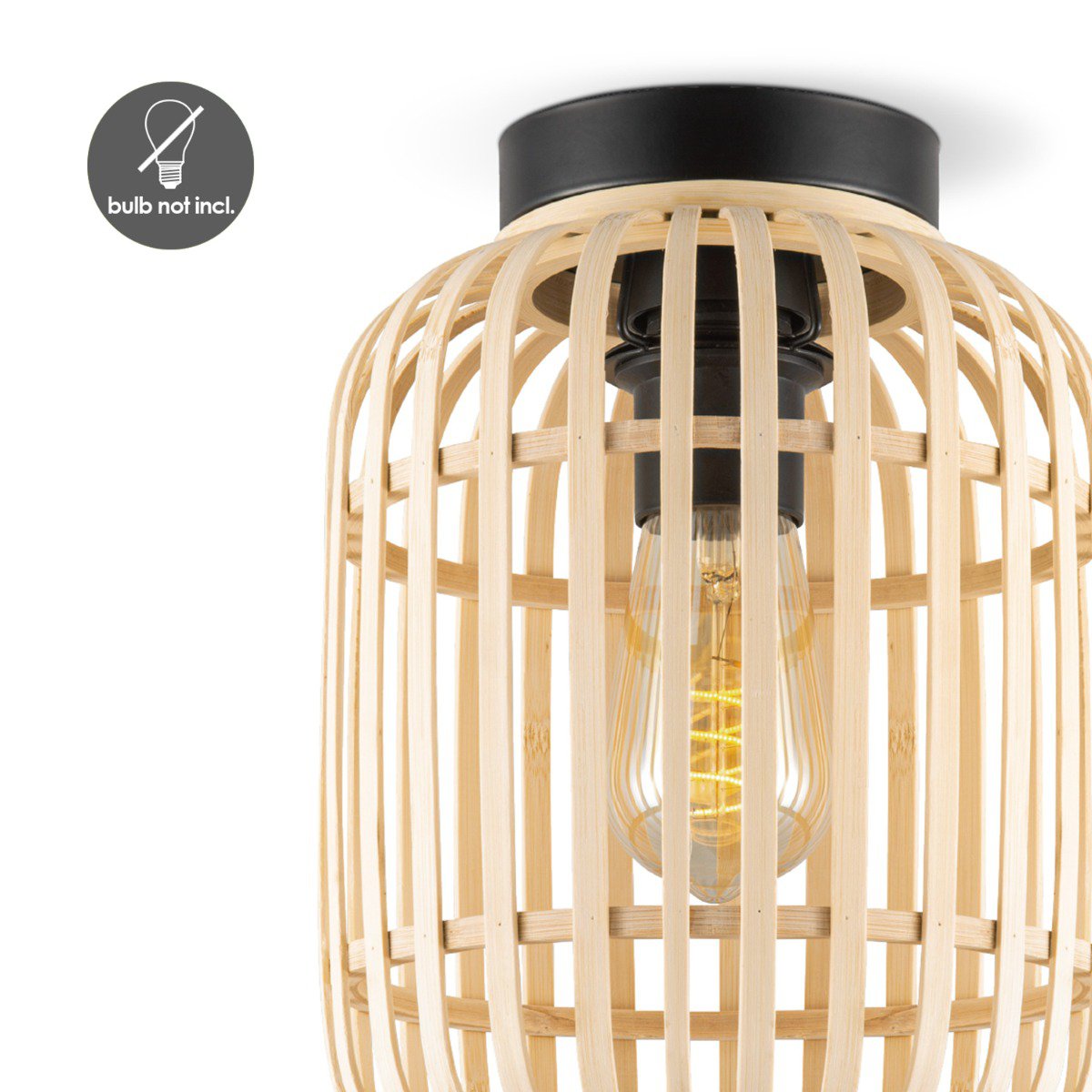 Ceiling lamp with bamboo shade 21.5 x 21.5 x 30 cm