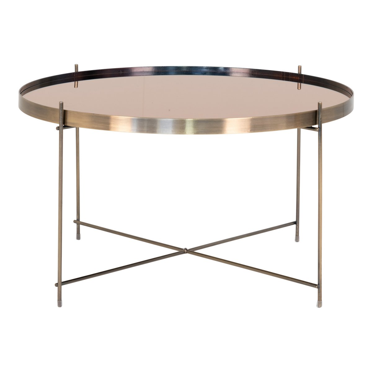 Venezia Coffee Table - Brass-colored steel with glass, Ø70x40 cm
