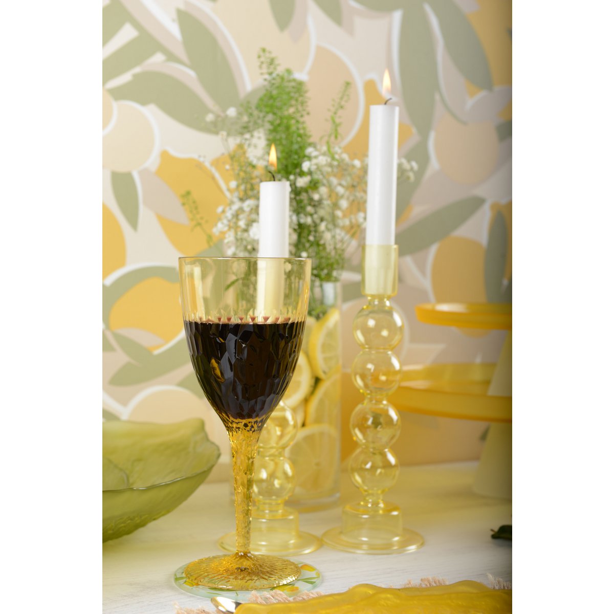 Wijnglazen Geel – Set van 6 – Acryl – Marie Design |woon-meubel.nl