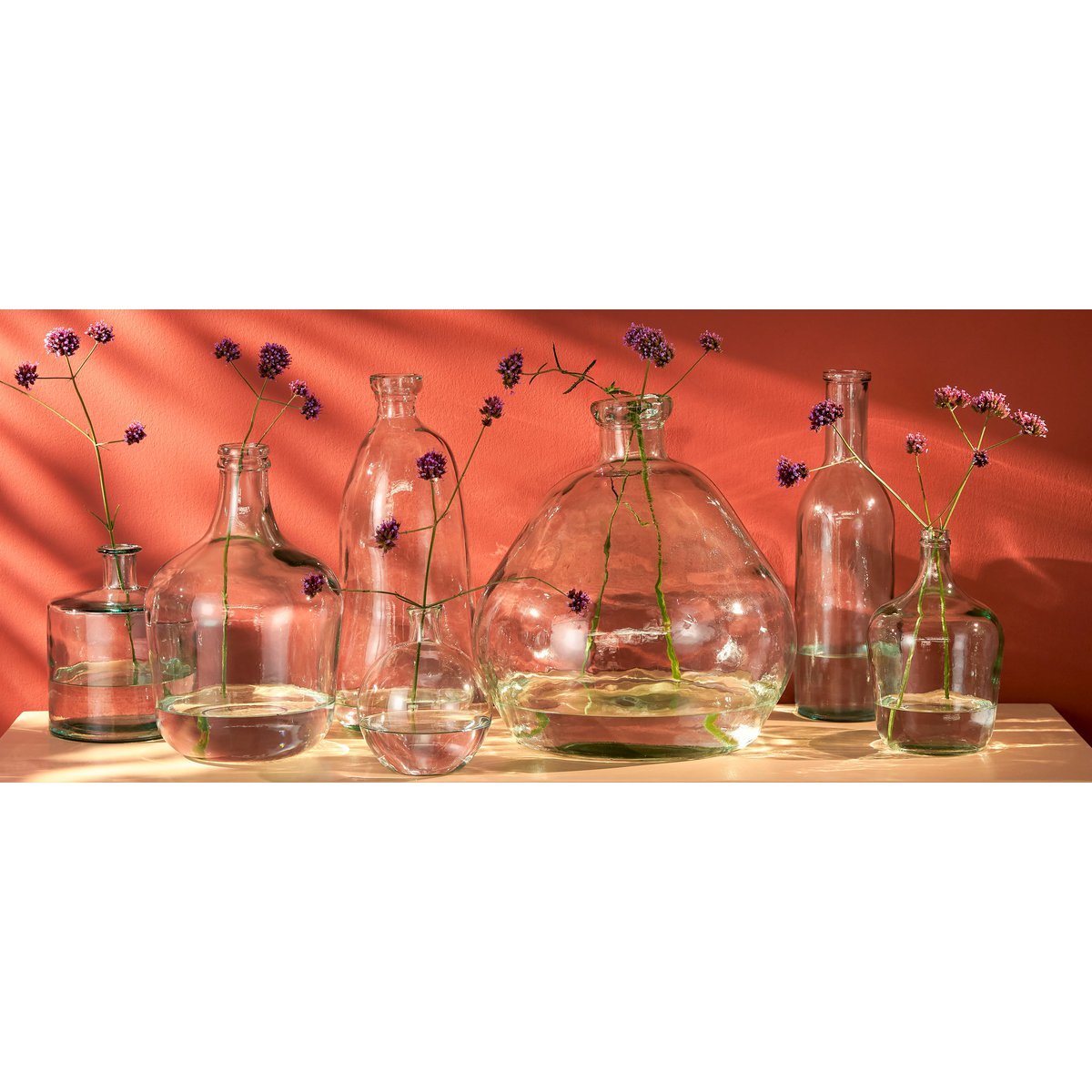 Diego Fles Vase - H30 x Ø18 cm - Recycled Glass - Transparent