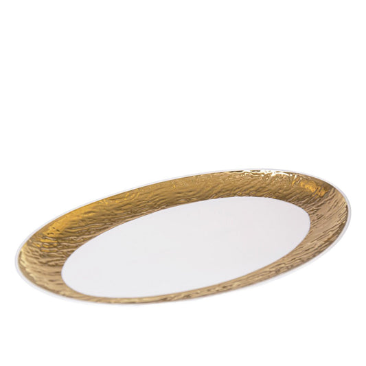 Ovaal Porseleinen Gerecht – Wit & Goud – 36,5 cm – Luxe Serveerschaal |woon-meubel.nl
