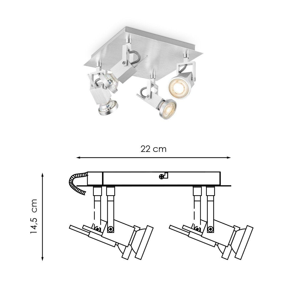 Surface-mounted spotlight Cali V4 - incl. dimmable LED lamp - steel
