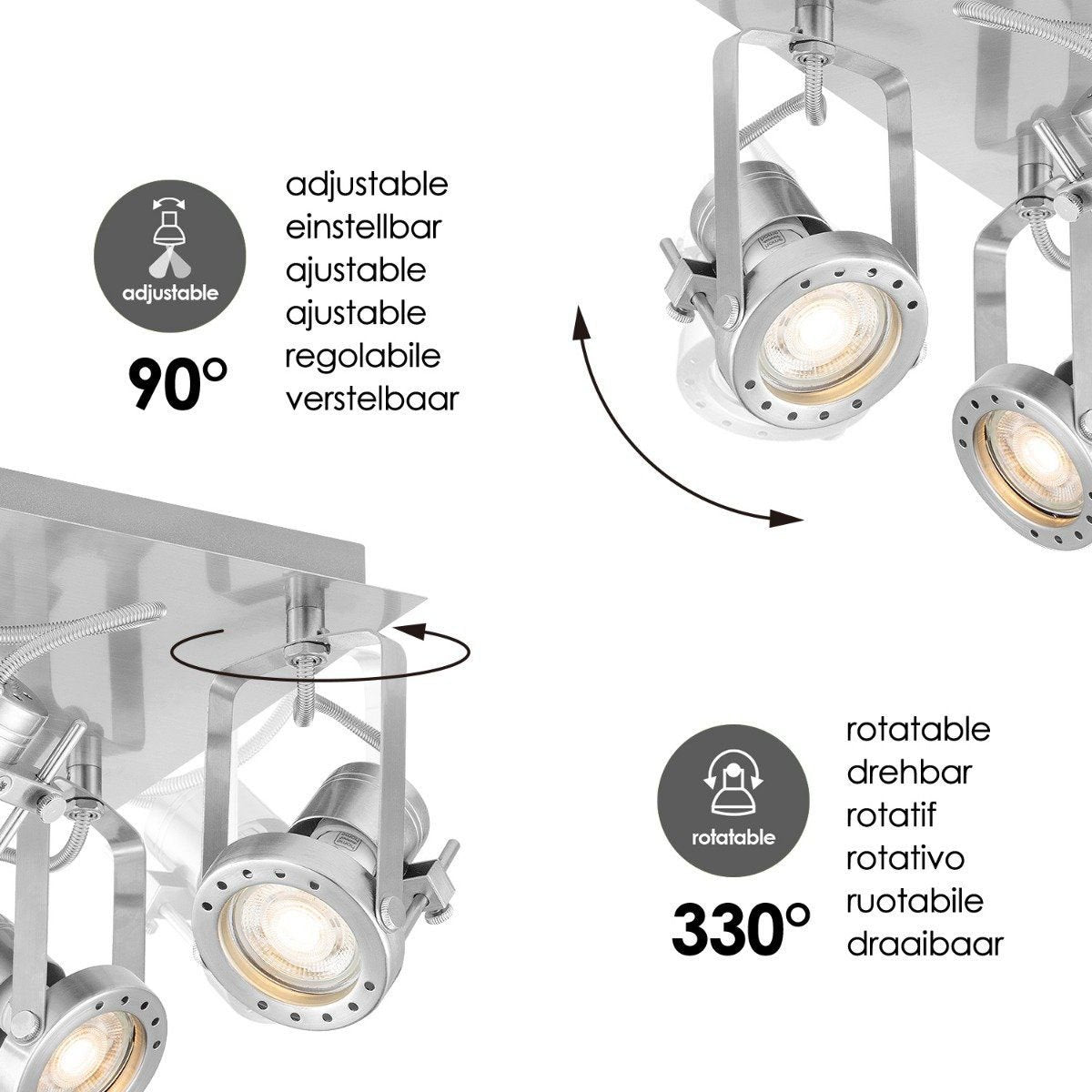 LED Surface-mounted spotlight Robo V4 - dimmable - brushed steel