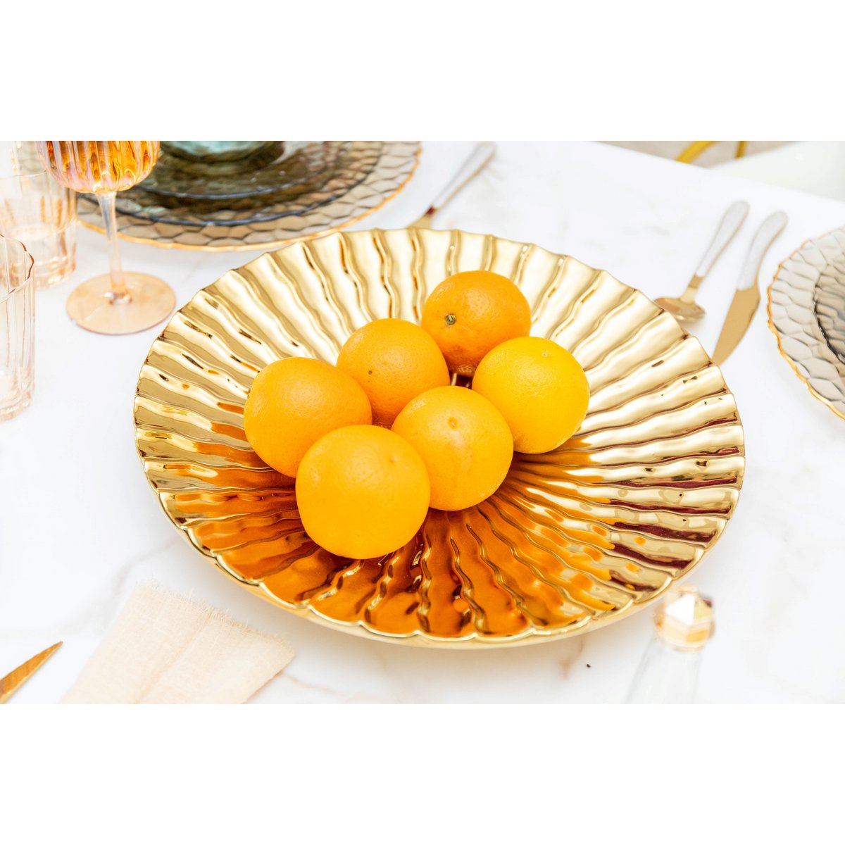 Aulica Gouden Decoratieve Schaal – Keramiek 36 cm | www.woon-meubel.nl