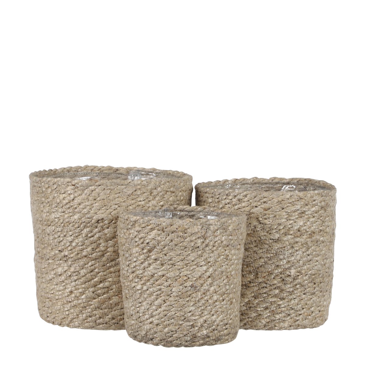 Atlantic Plantenmand - Set van 3 - Jute - Crème H16 x Ø16 cm |woon-meubel.nl