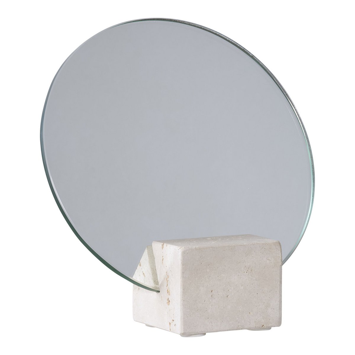 Tafelspiegel - Beige, glas, travertijn, Ø18x18cm |woon-meubel.nl