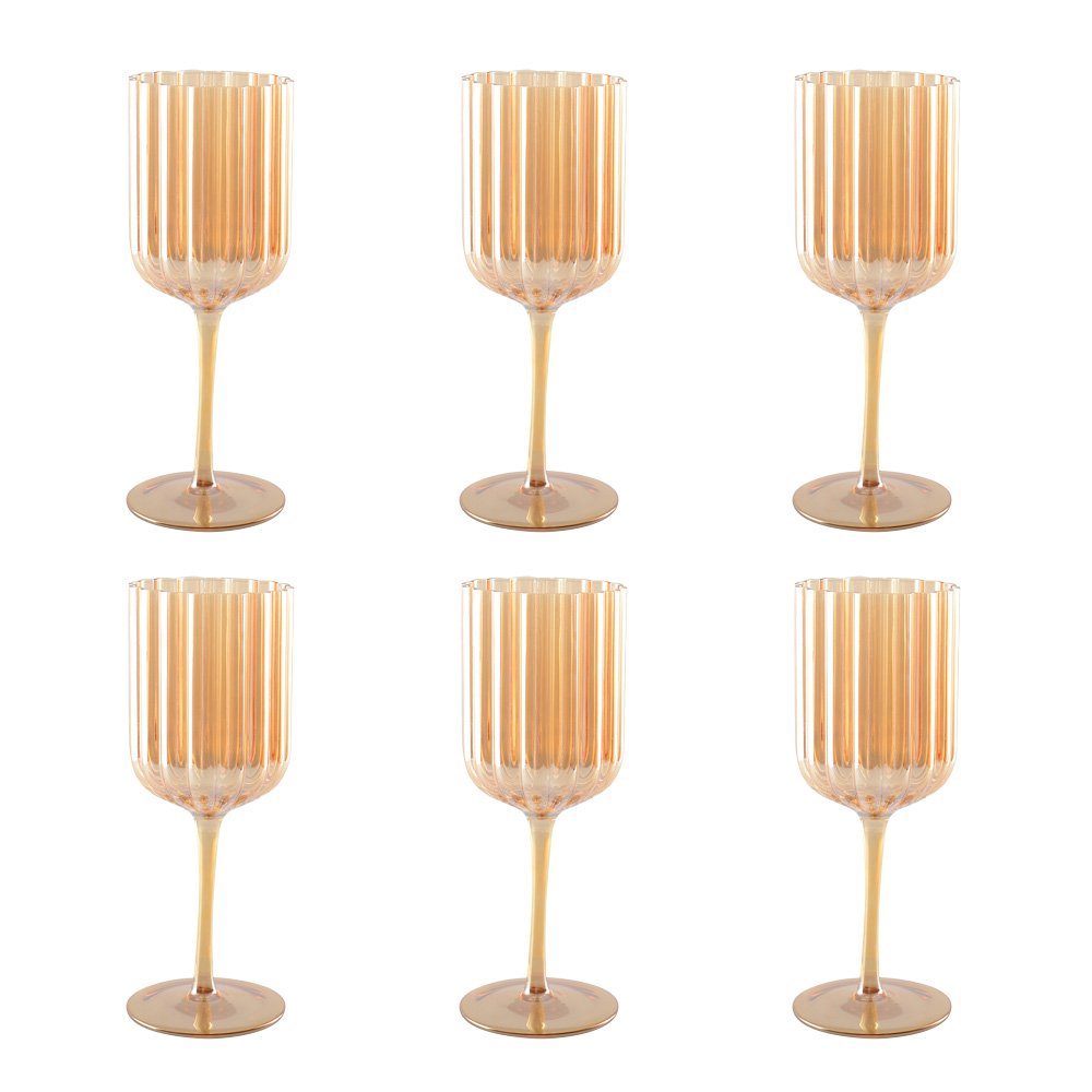 Set van 6 Gouden Wijnglazen – Luxe Design |woon-meubel.nl