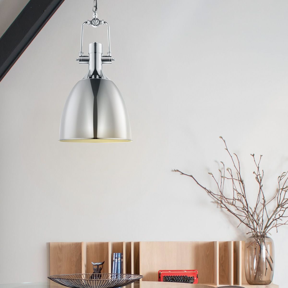 Hanging lamp Dive - chrome - 28.5x29x140cm
