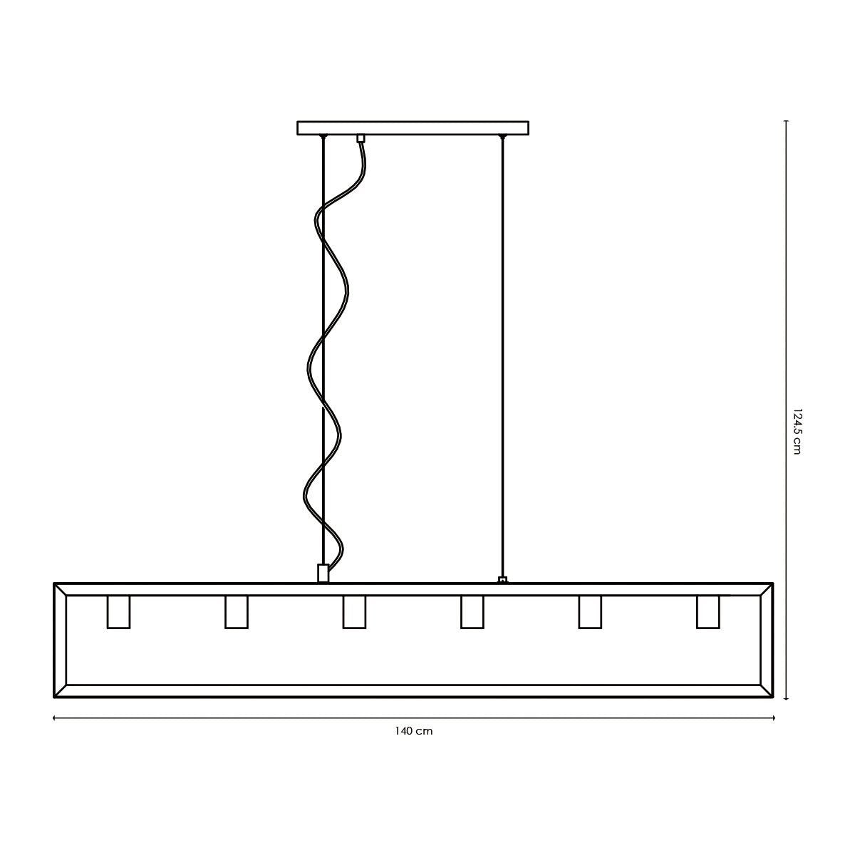 Hanging lamp Dito 6 lights - Black - 140x18x124cm