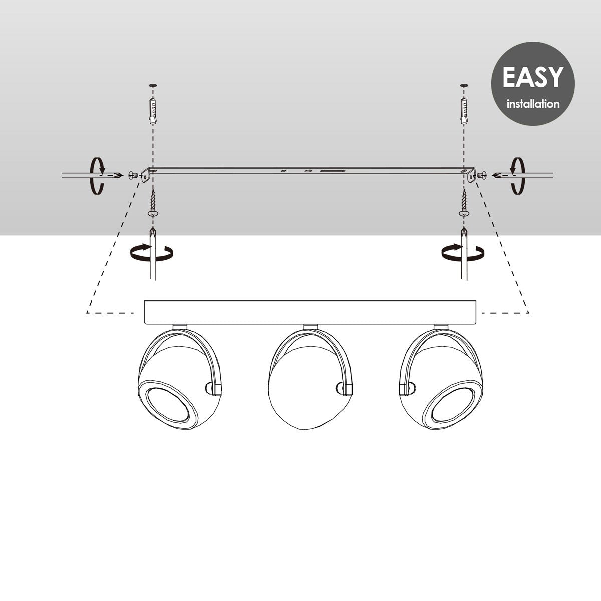 LED Surface-mounted spotlight Nop 3 - incl. dimmable LED lamp - black