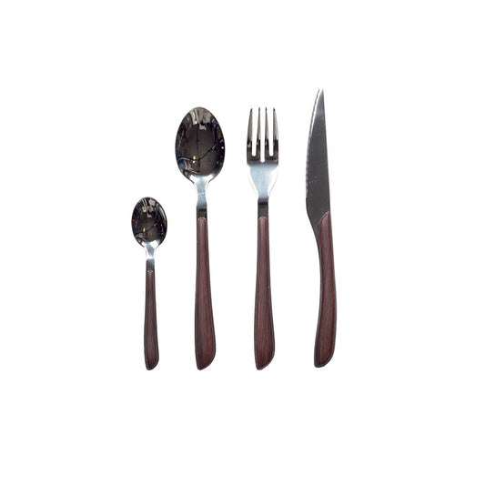 Aulica 24-delige Bestekset – Zilver met Houten Handvat – RVS