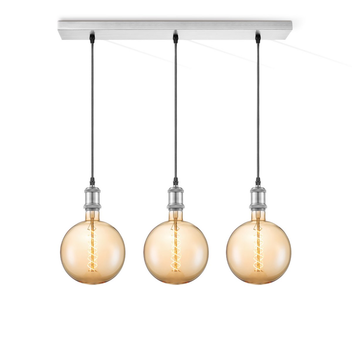 Pendant lamp chrome vintage - 3 LED -dimmable E27 amber