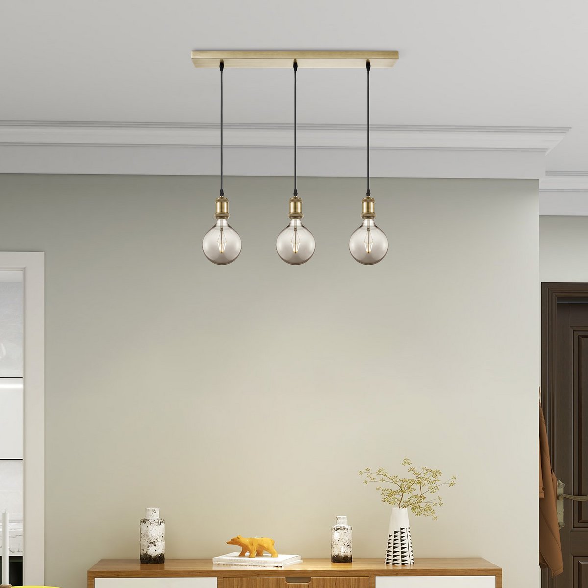 Vintage pendant lamp - 3 LED lamp G95 - dimmable E27 smoke