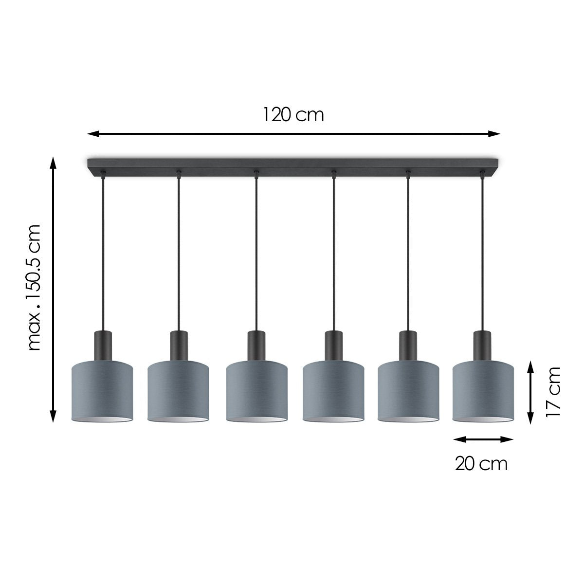 Hanging lamp Bling-Xxl Beam 6L-Grey-20cm