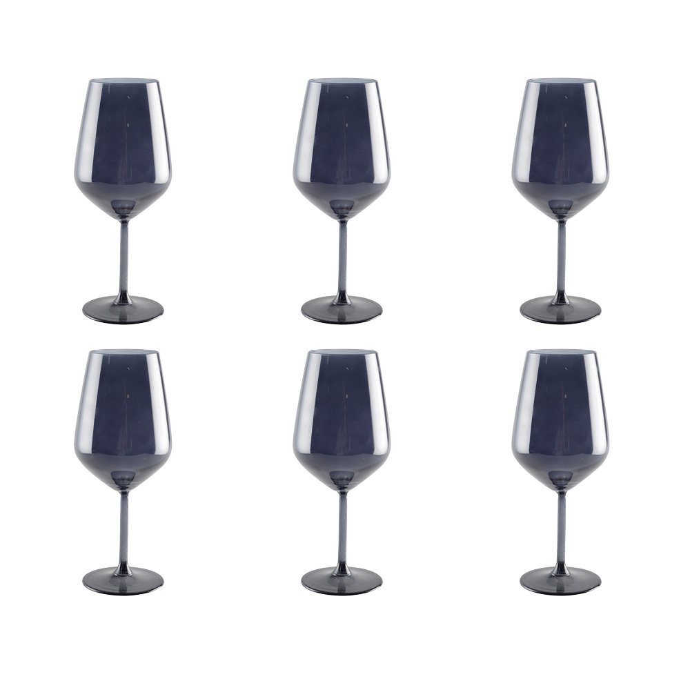 6 Zwarte Wijnglazen – 150 ml |woon-meubel.nl