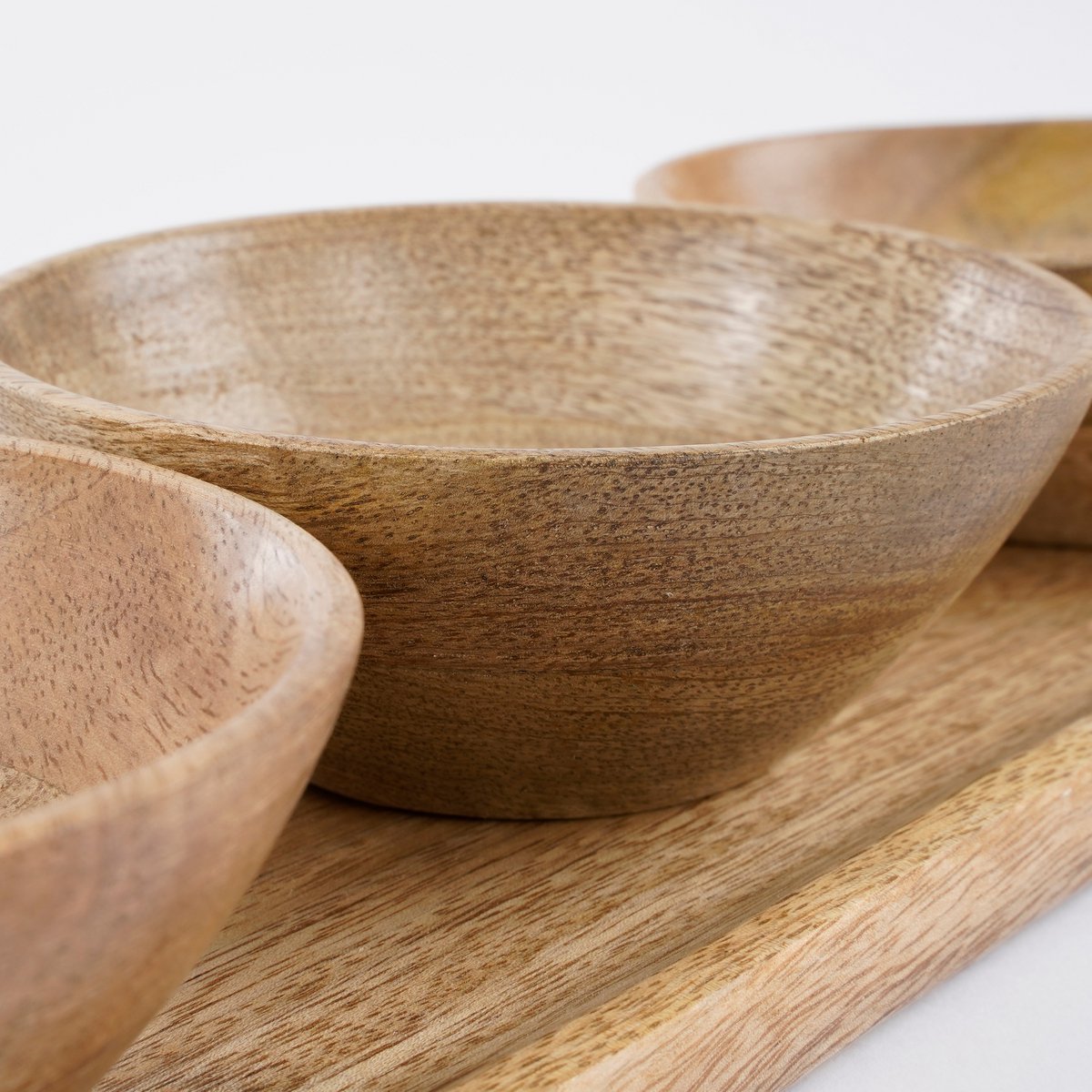 Tomar Bowls and Tray - L35 x W12 x H5 cm - 100% FSC Mango Wood - Light Brown