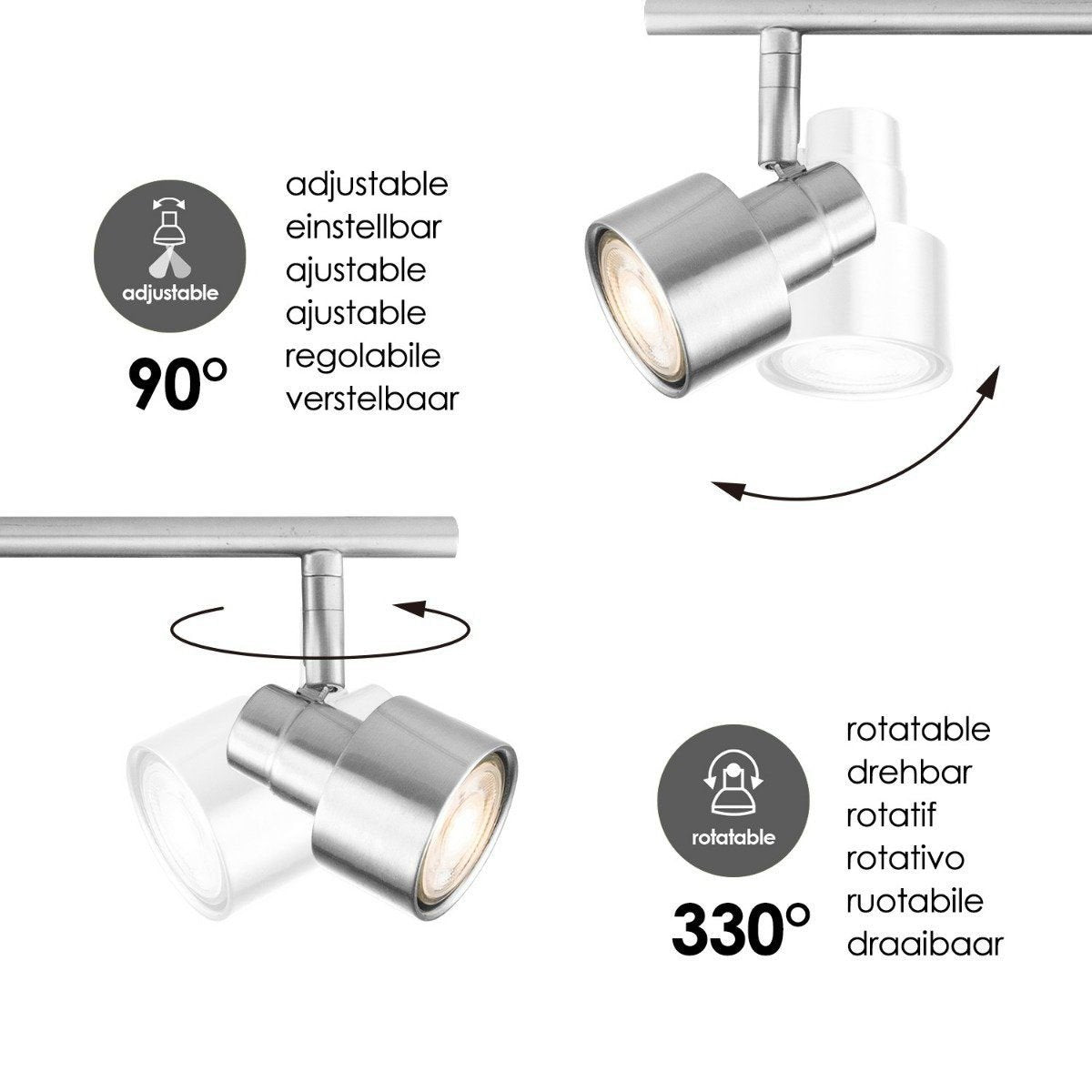 LED Surface-mounted spotlight Drift 4 - incl. dimmable LED lamp - wood
