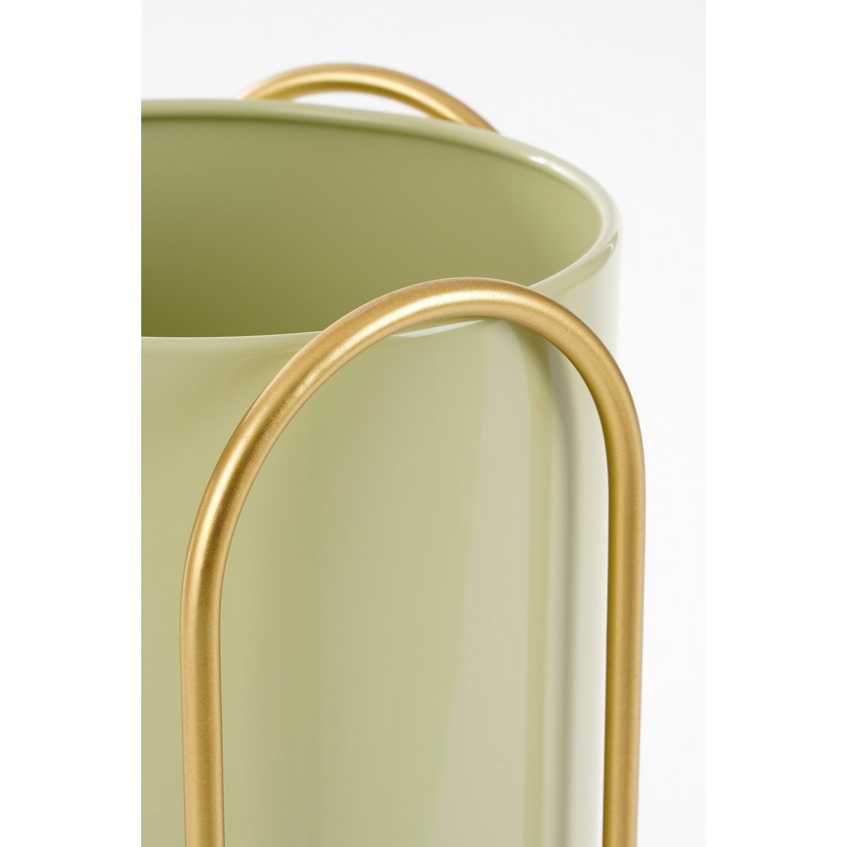 Danube Flower Pot on Stand - Set of 2 - Metal - H45 x Ø23 cm - Light Green, Gold