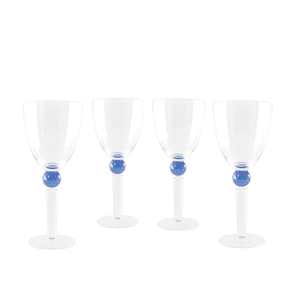 Aulica Wijnglazen – Set van 4 Glazen met Blauwe Diamantvoet – Marie Design