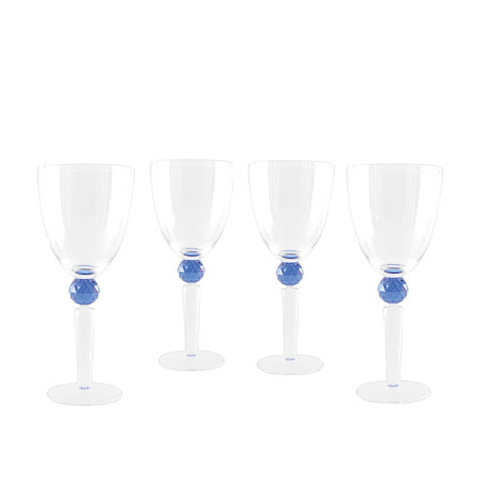 Aulica Wijnglazen – Set van 4 Glazen met Blauwe Diamantvoet – Marie Design
