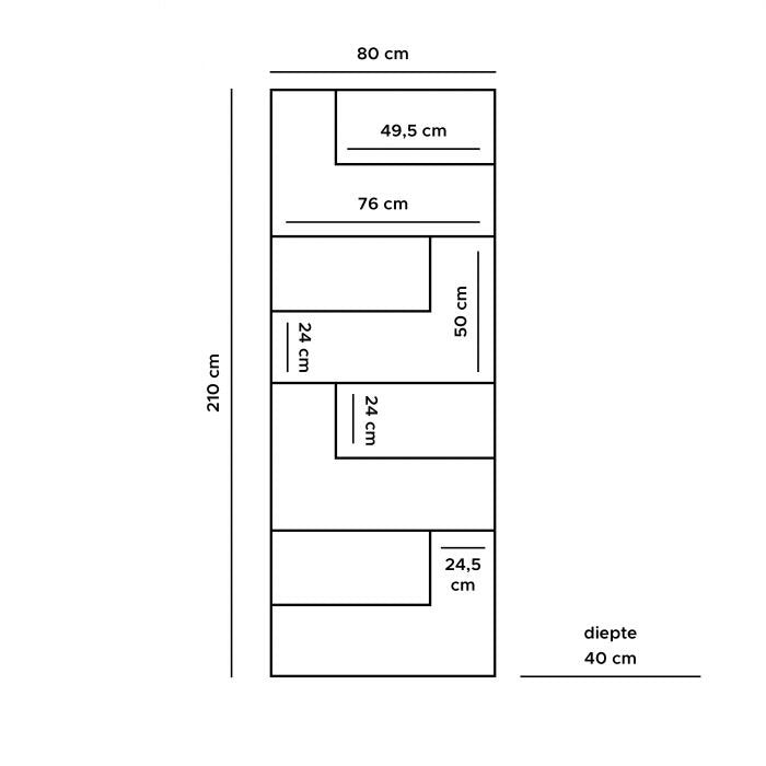 Vakkenkast Huub Hout 210 x 80 cm - Roomdivider |woon-meubel.nl