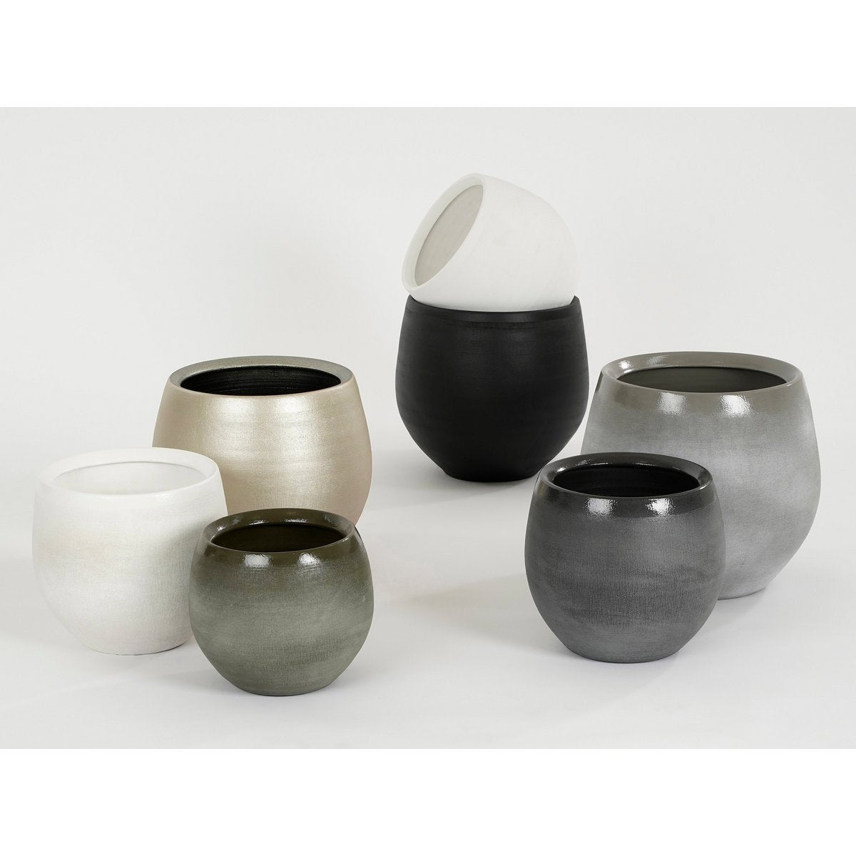 Douro Flowerpot - H23 x Ø 26 cm - Terracotta - Light Grey