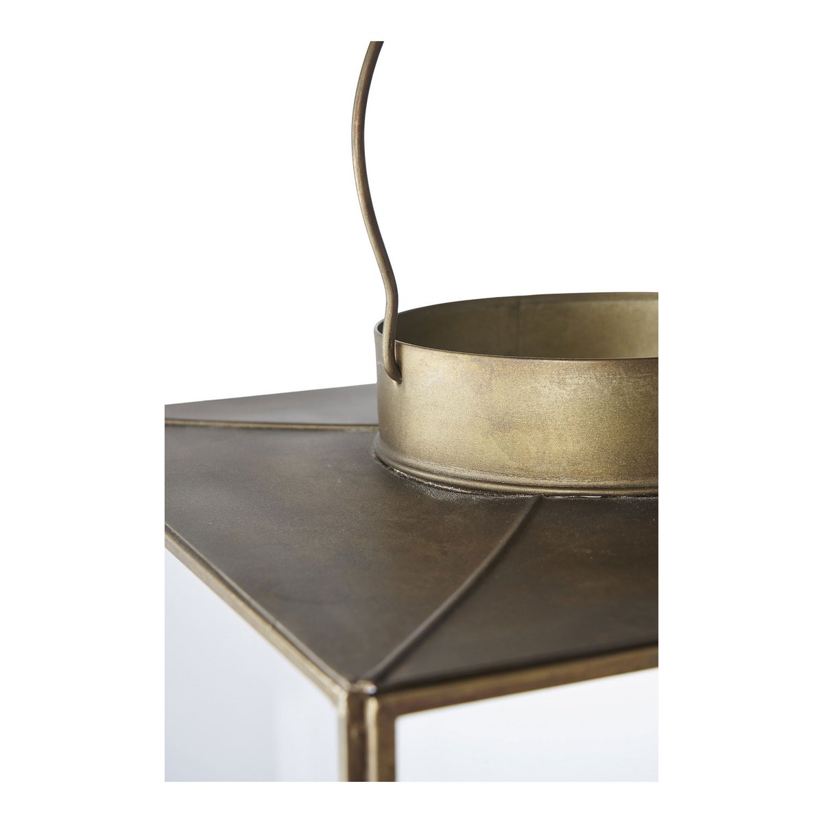 Mohali-lantaarn metaal/glas, antiek messing look |woon-meubel.nl