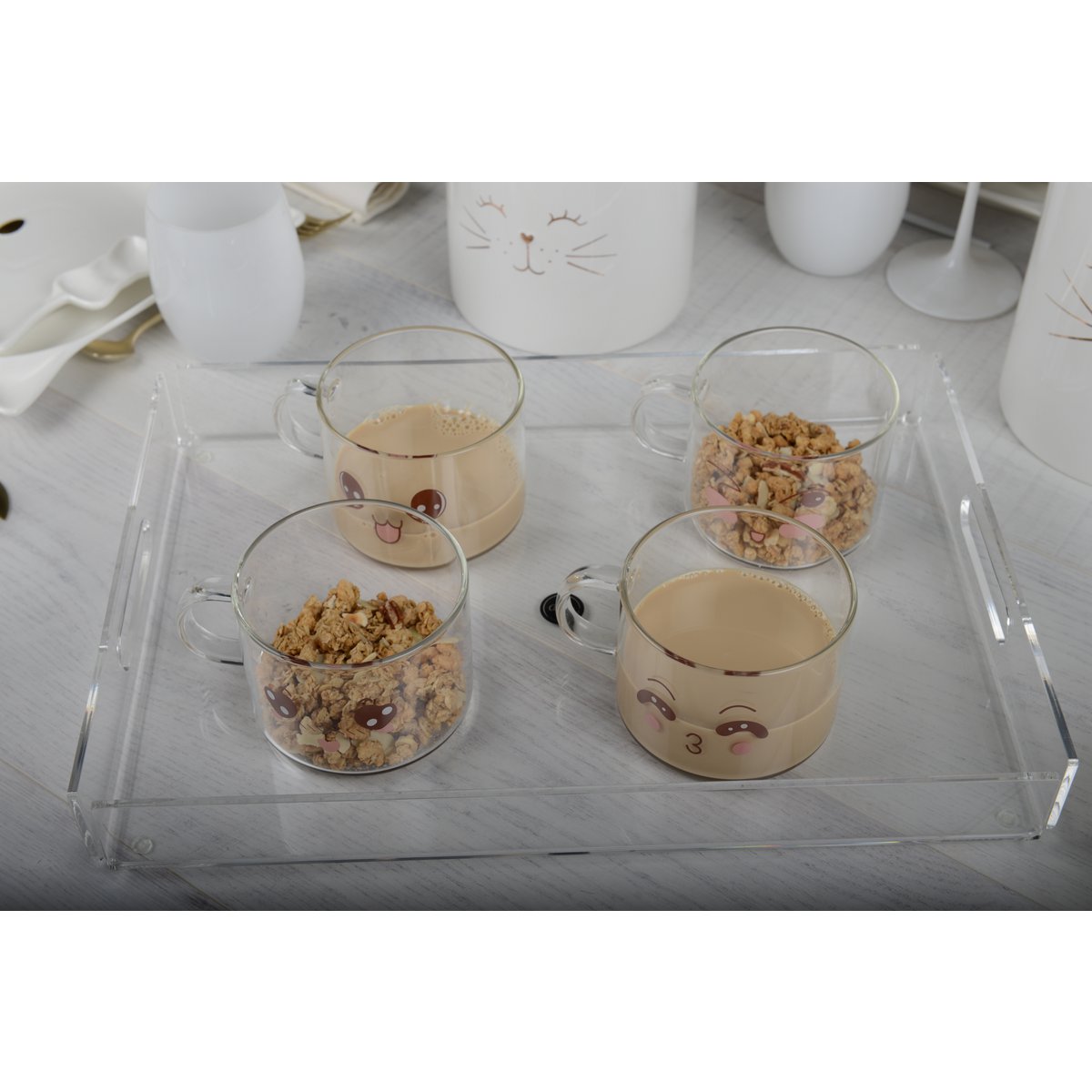 Aulica Set van 4 Glazen Koffiekoppen – 500 ml |woon-meubel.nl