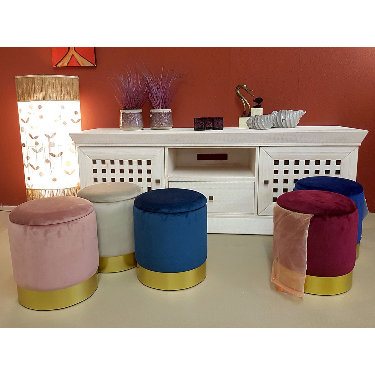 ποΈ Voglrieder Velours Hocker β Γ 31 x H 38 cm β Met Opbergruimte β Zachte Zithocker van Velours β Verkrijgbaar in 7 Kleuren