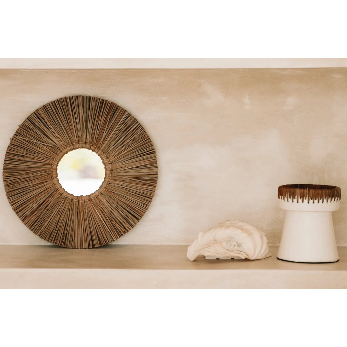 De Mooie Kaarsenhouder terracotta - Wit Naturel - M |woon-meubel.nl