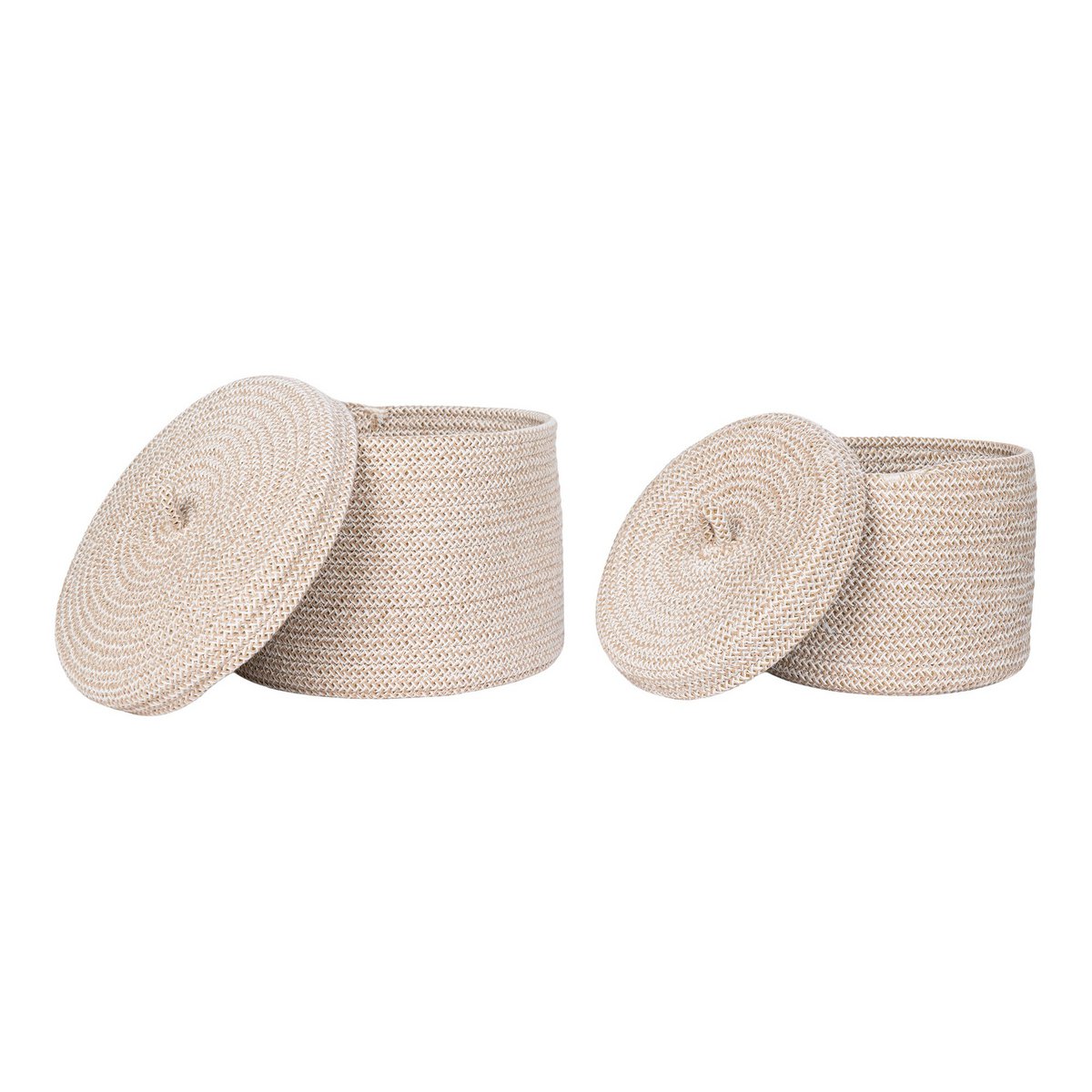 Sebal Basket Set van 2 – Mand met Deksel – Beige Katoen | woon-meubel.nl