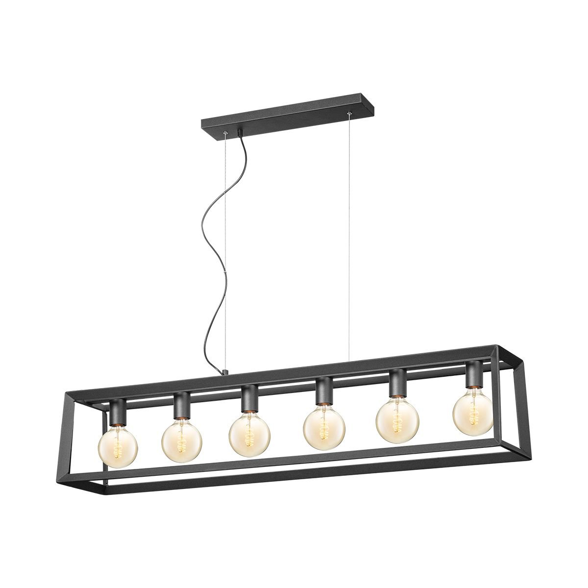 Hanging lamp Dito 6 lights - Black - 140x18x124cm
