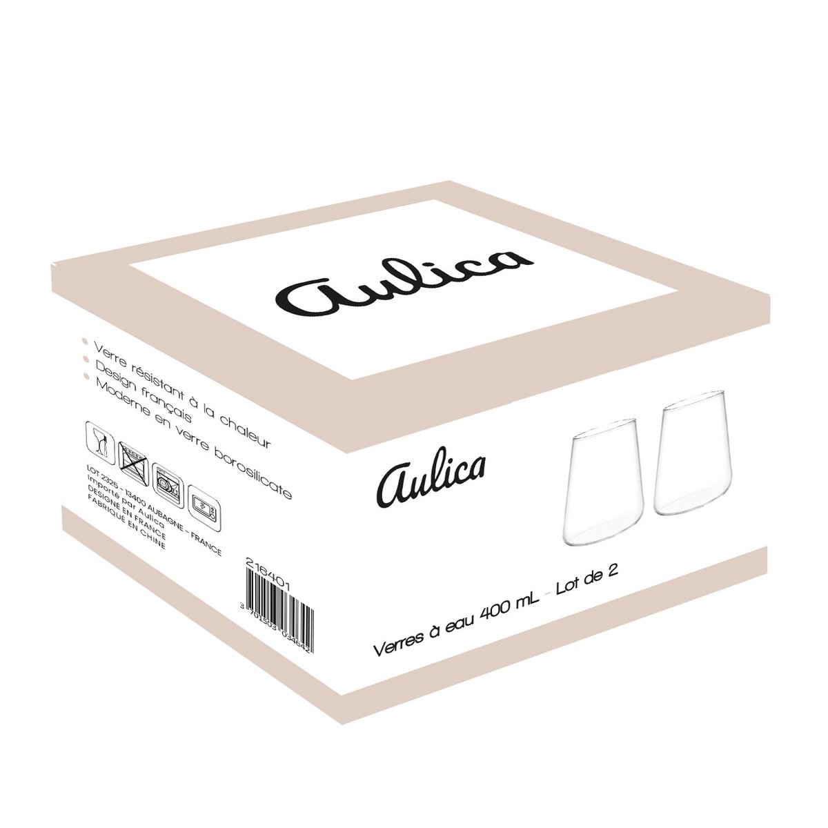 Aulica Waterglazen Set van 2 – 400ml Luxe Drinkglazen