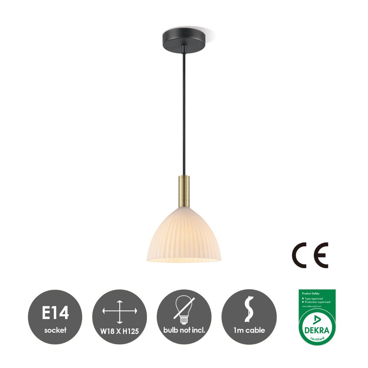 Hanging lamp Credo - Brass - 18x18x125cm