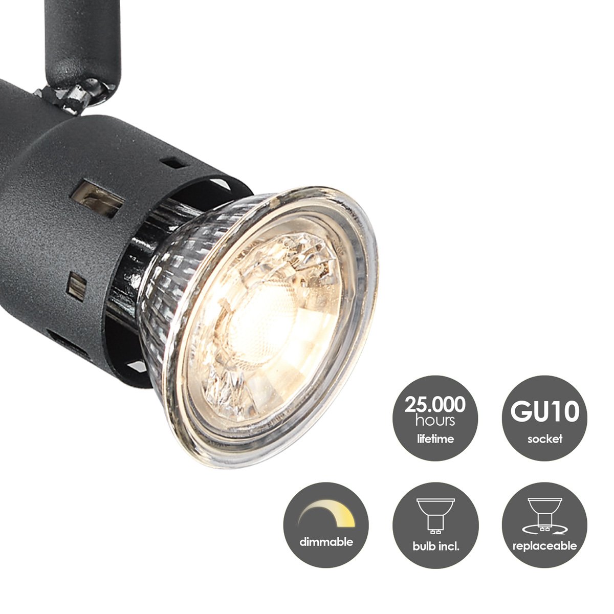 LED Opbouwspot Cilindro 4 - dimbaar - Zwart |woon-meubel.nl