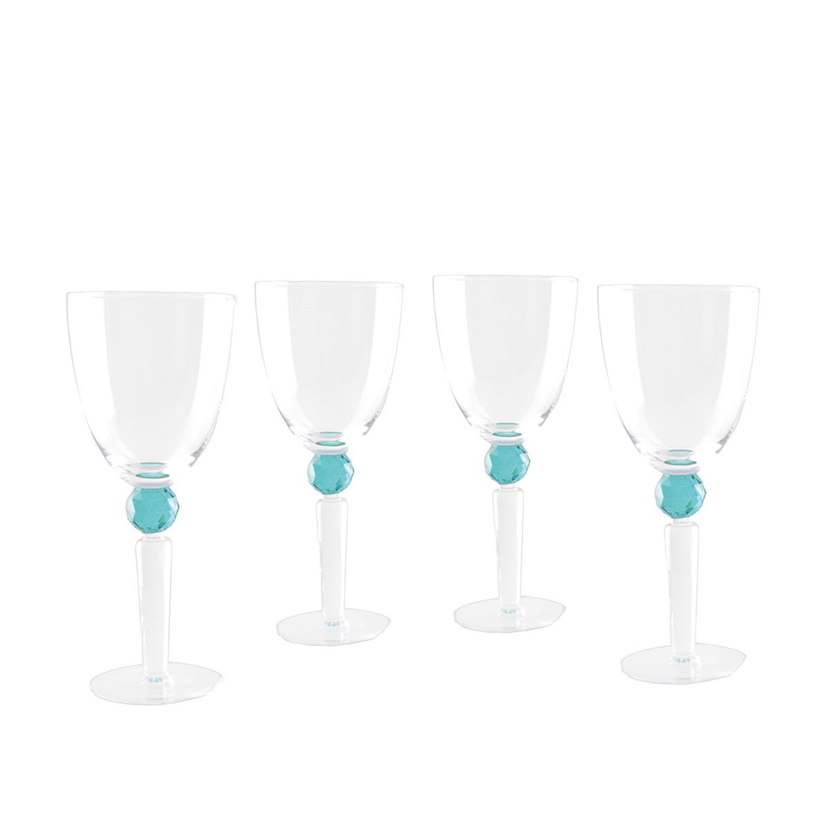 Aulica Wijnglazen – Set van 4 Glazen met Groene Diamantvoet – Marie Design