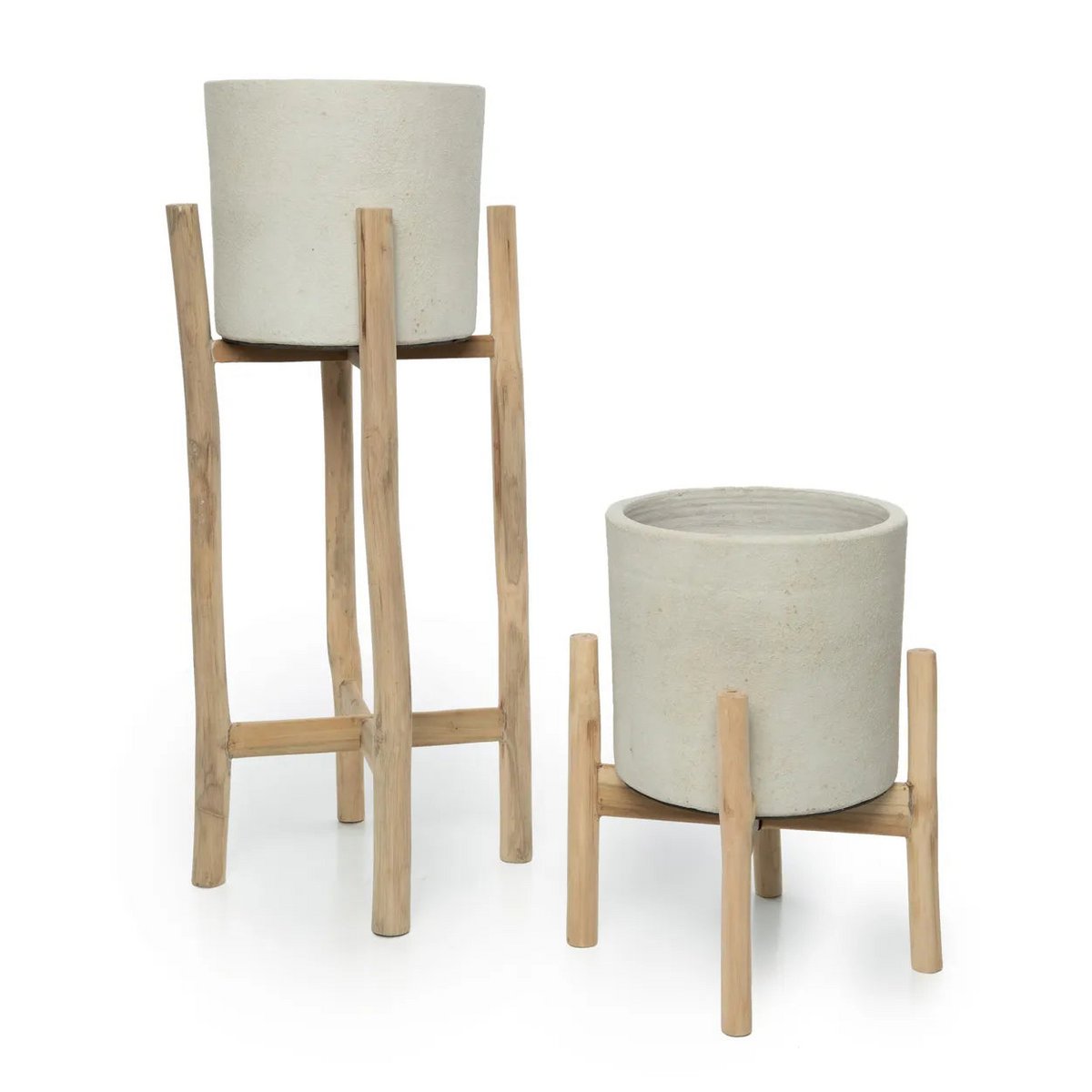 Design Plantenhouder – Terracotta & Teakhout |woon-meubel.nl