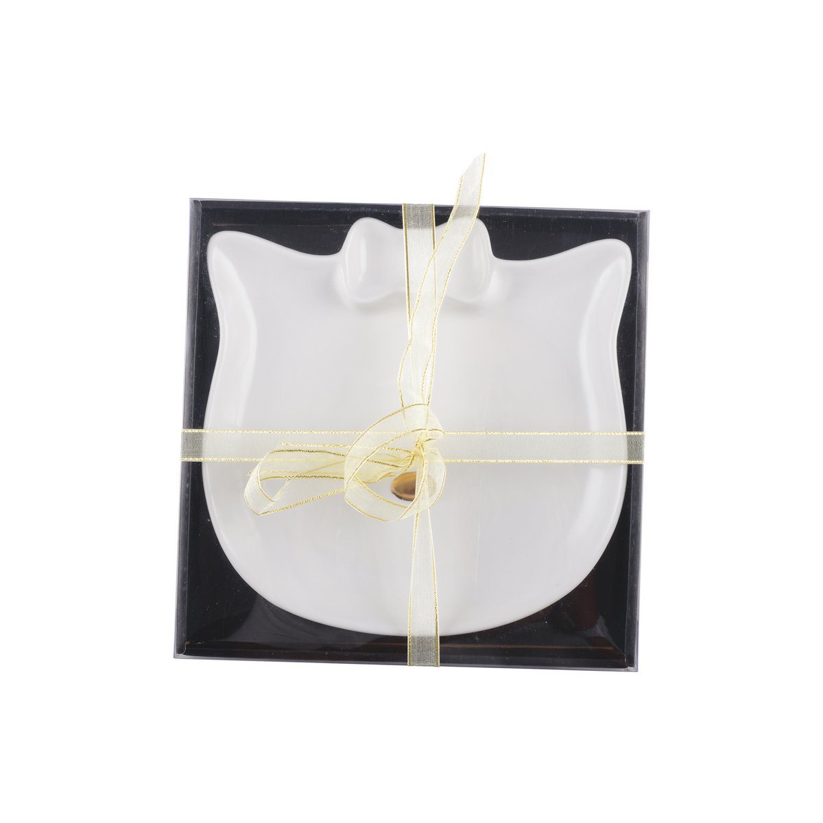 Witte Dessertbord Kattenvorm met Gouden Neus - M – Aulica