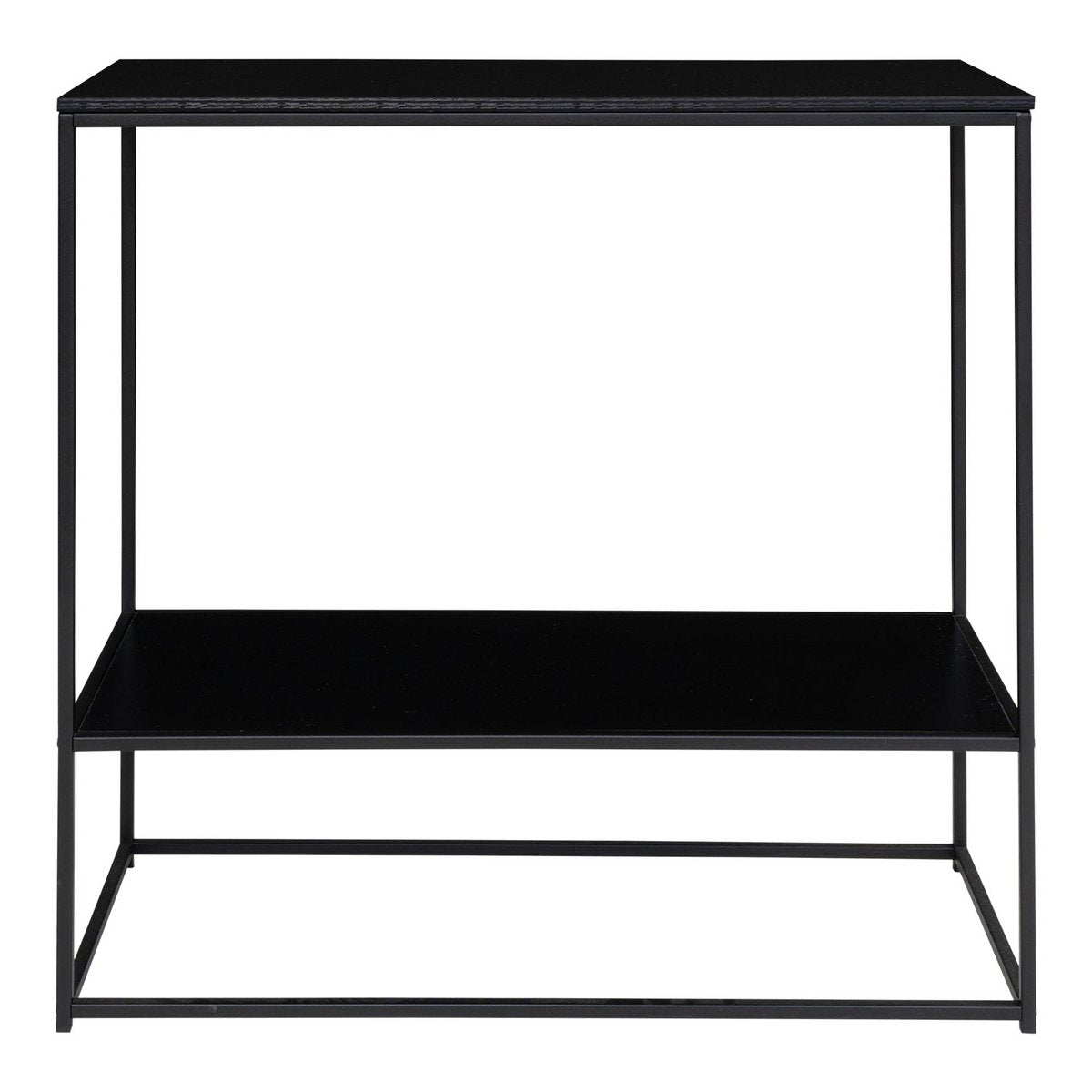 Vita-consoletafel Zwart Frame en Twee Zwarte Planken |woon-meubel.nl