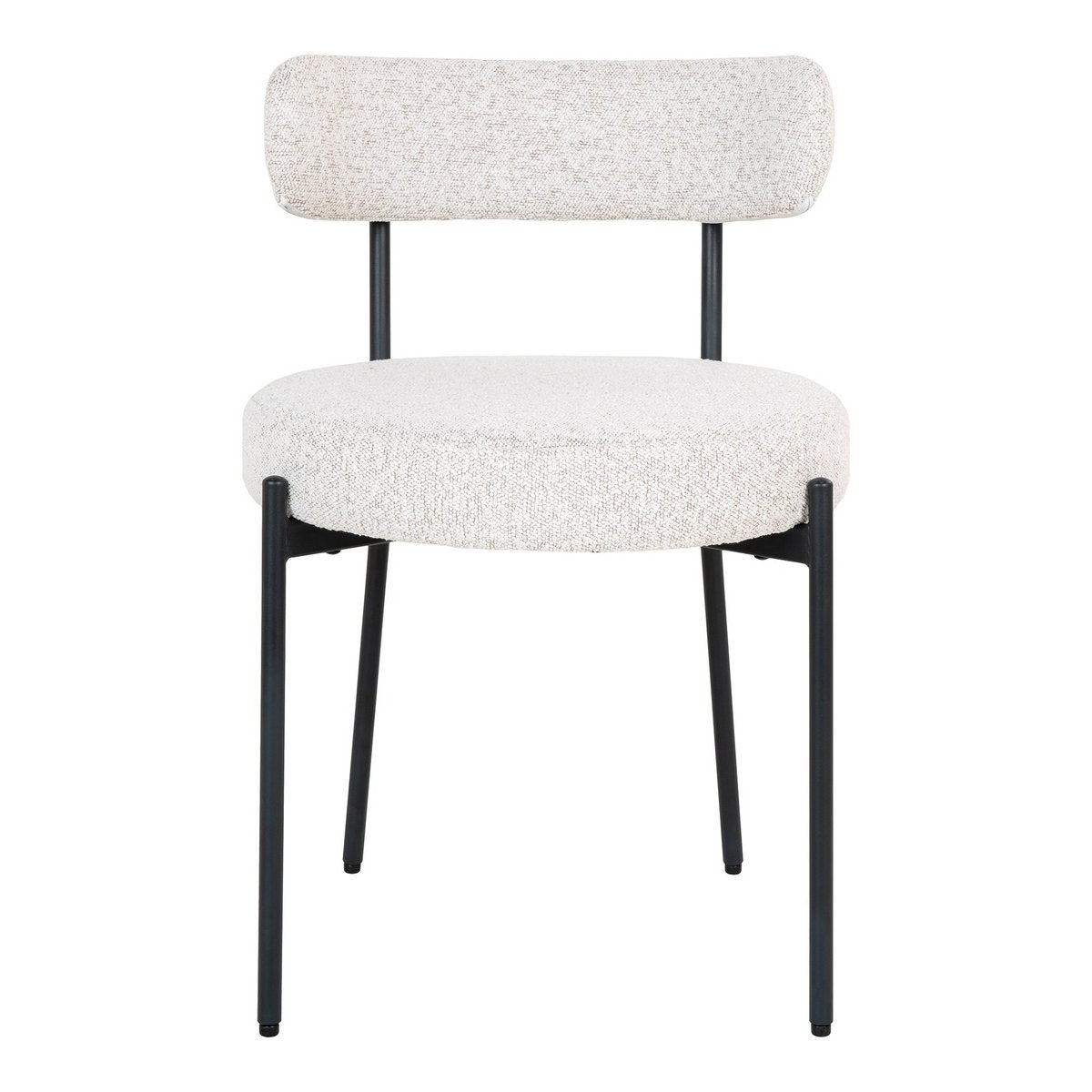 Badalona Dining Chair - Dining chair, white bouclé with black legs, HN1270 - set of 2